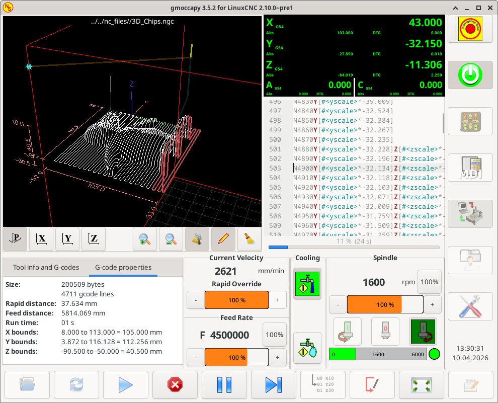 gmoccapy 5 Axis